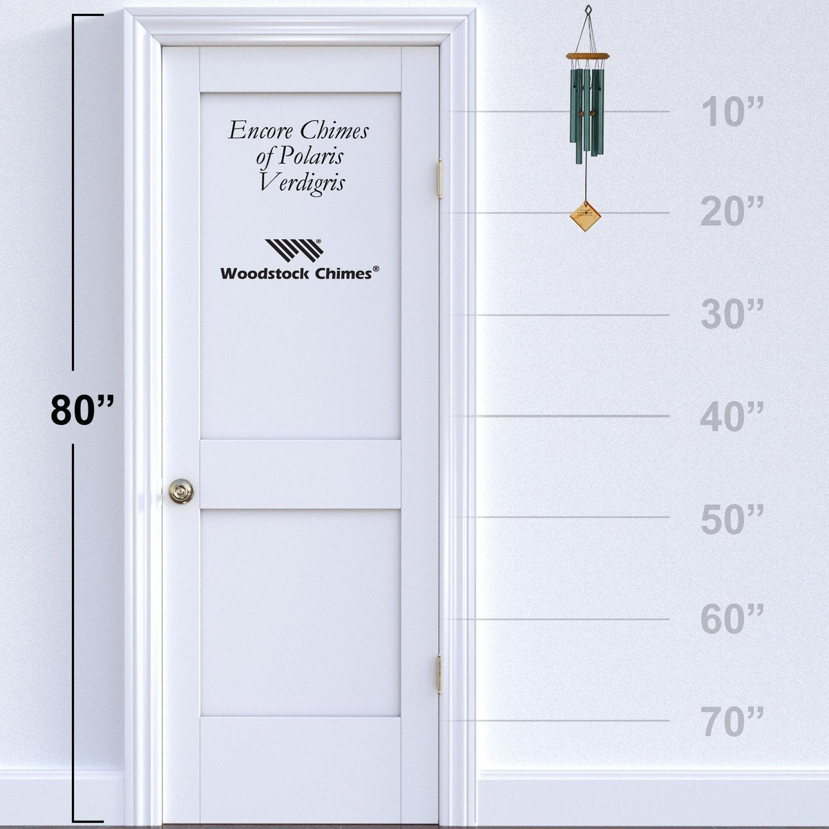 Chimes of Polaris™ - Verdigris hanging proportion reference