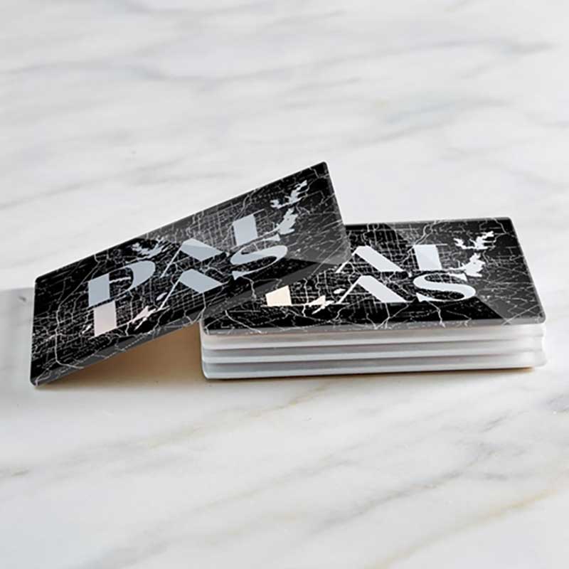 Dallas Map Square Glass Coaster Set