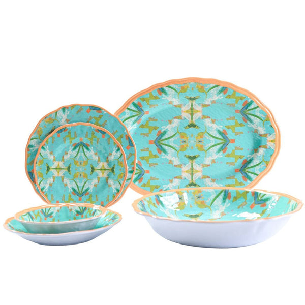 English Garden Turquoise Melamine Serving Platter - Frisco Mercantile