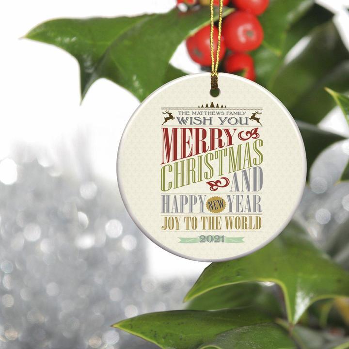 Personalized Vintage Christmas Words Ornament
