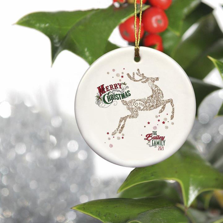 Personalized Vintage Reindeer Ornament
