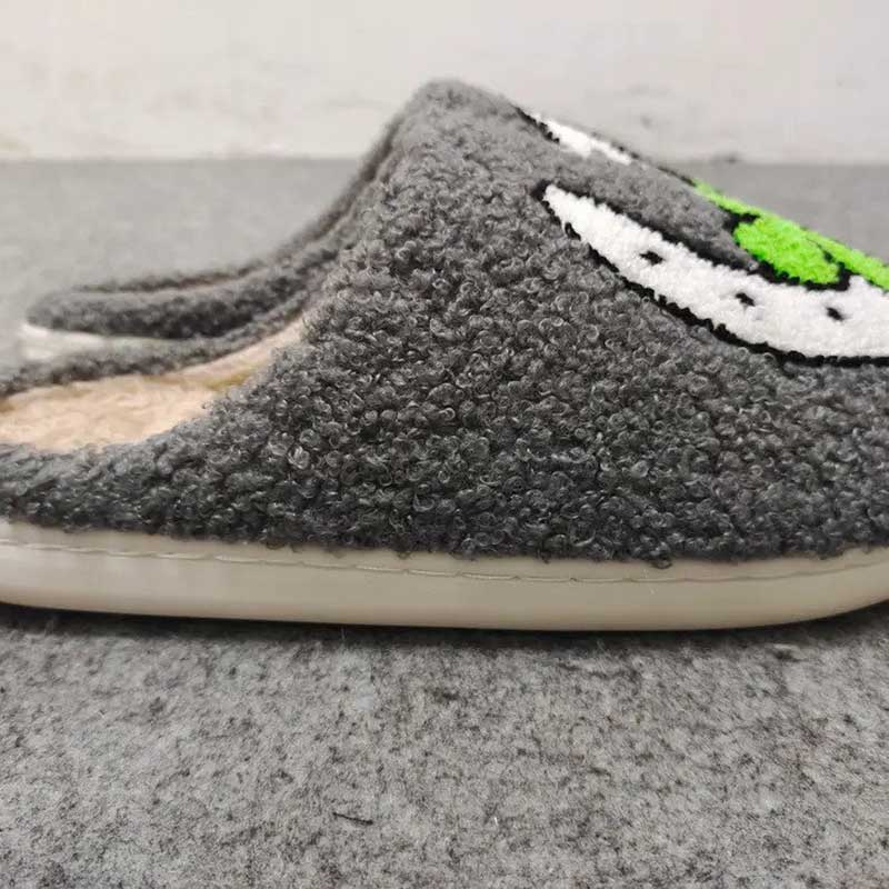 Good Luck Slippers side view of comfy fuzzy sherpa slippers