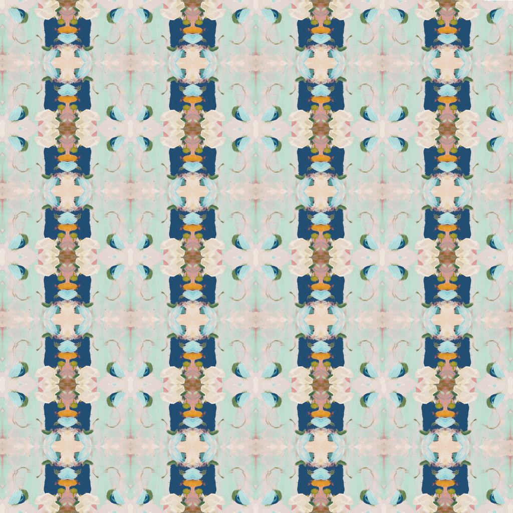 Monet&#39;s Garden Navy Duvet Cover reverse side