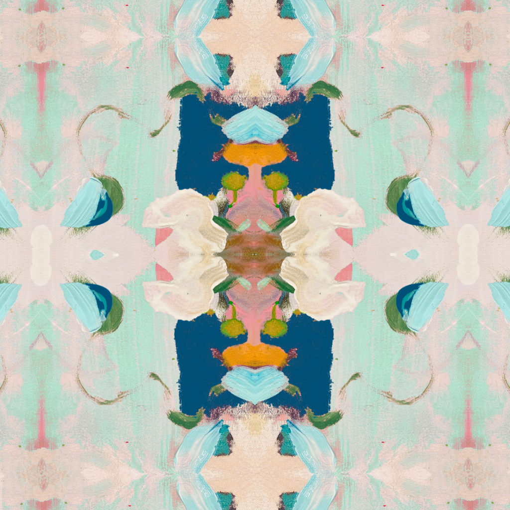 Monet&#39;s Garden Navy Sham pattern close-up