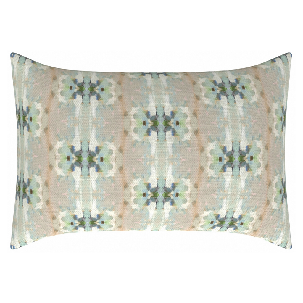 Miss Ella Teal Linen Throw Pillow in sofa display