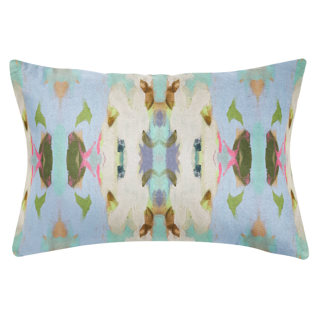 Summer Garden Light Blue Throw Pillow lumbar size