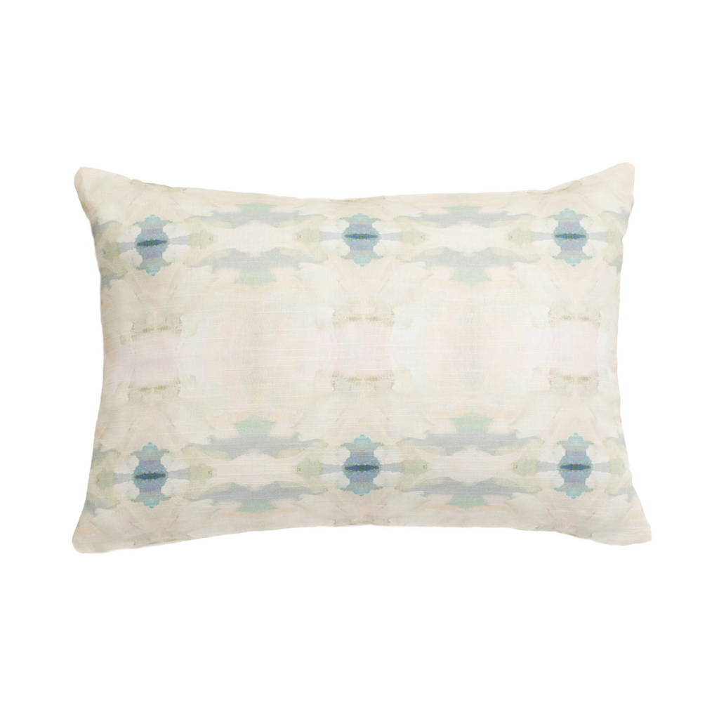 Coral Bay Blue Linen Throw Pillow 14" x 20" lumbar