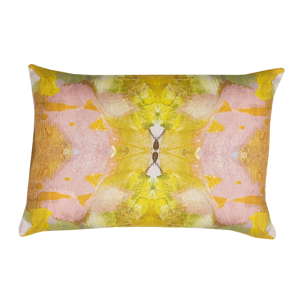 Jardin Yellow Linen Pillow 14&quot; x 20&quot; lumbar