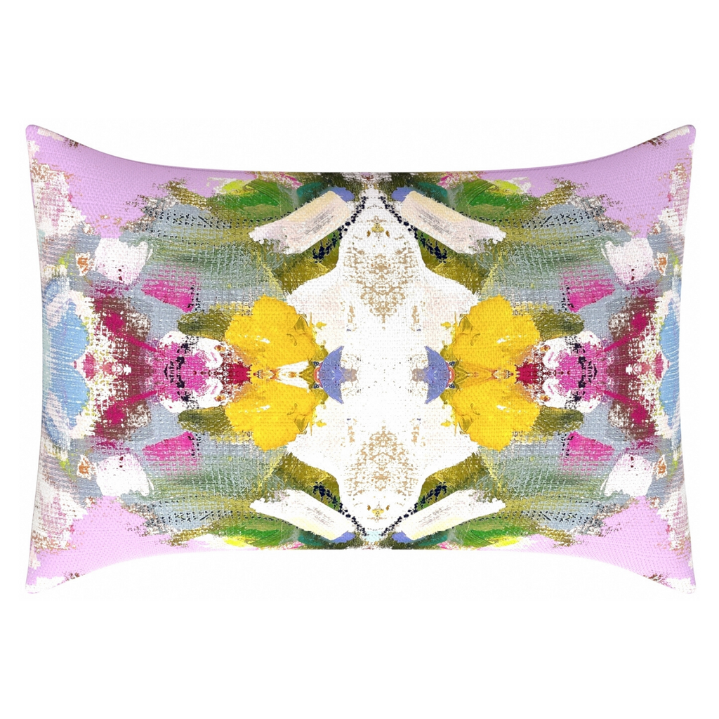 Poppy Pink Linen Throw Pillow lumbar