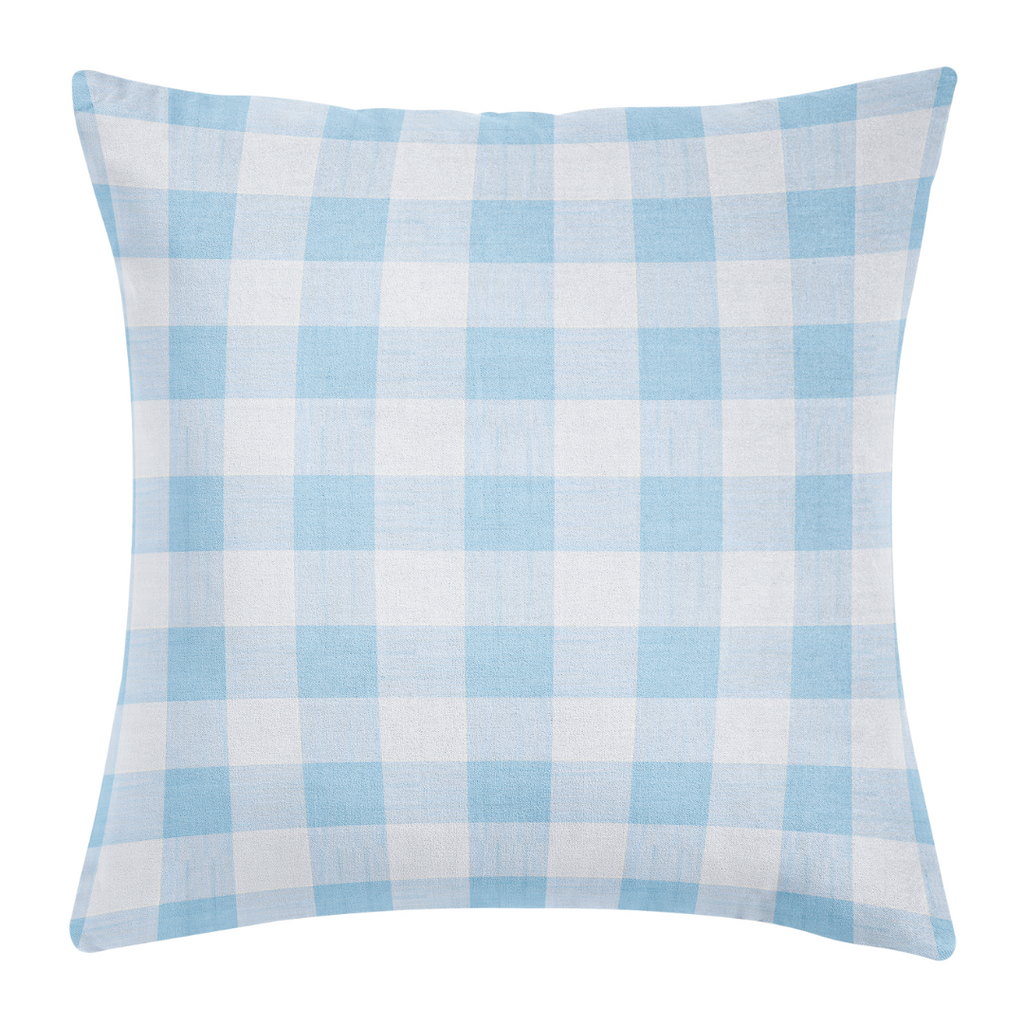 Gingham Blue Decorative Throw Pillow in 22" square size