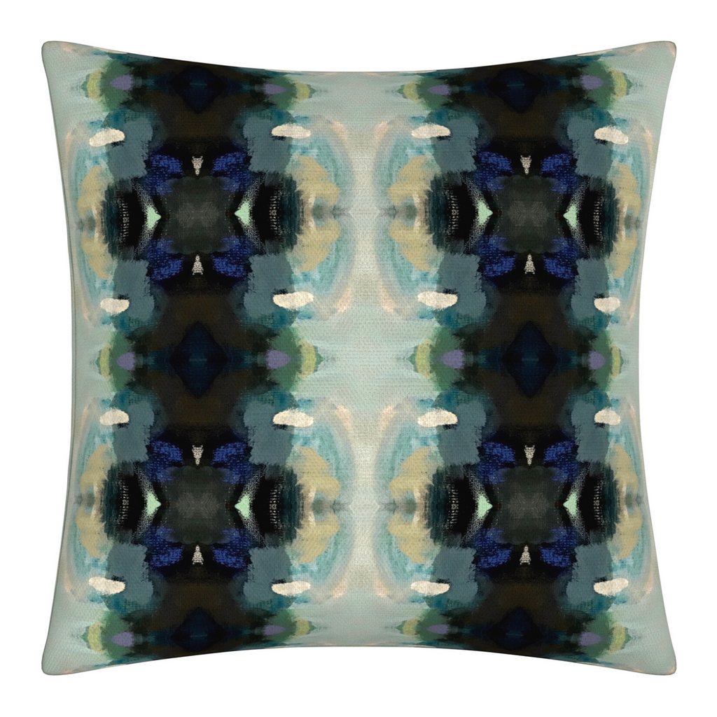 Orchid Blossom Navy Linen Throw Pillow 22&quot; square