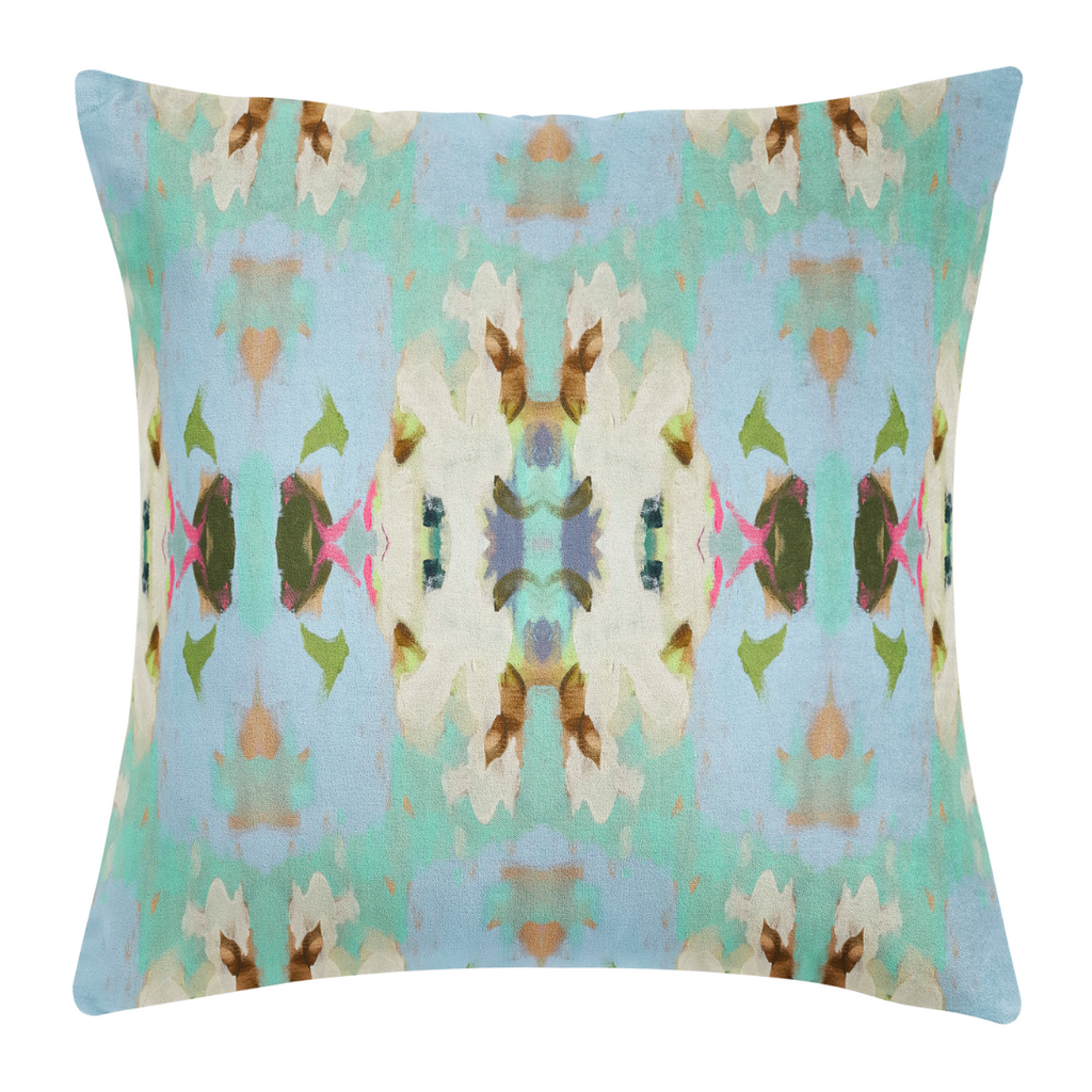 Summer Garden Light Blue Throw Pillow 22&quot; square