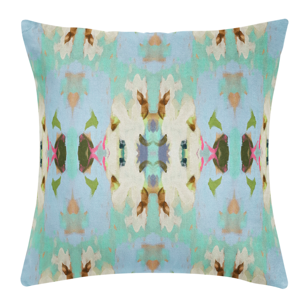 Summer Garden Light Blue Throw Pillow lumbar size