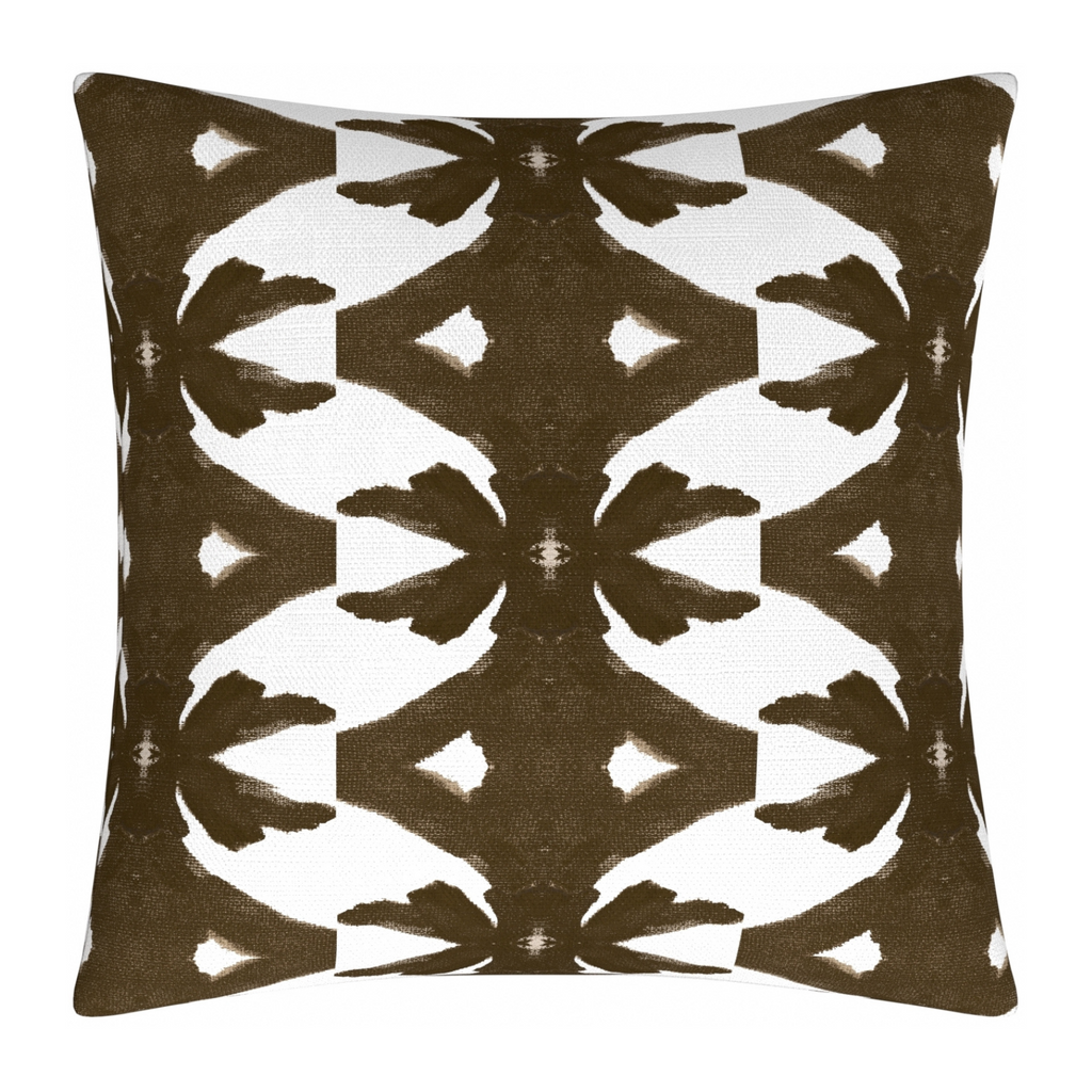 Palm Cocoa Linen Throw Pillow 22&quot; square