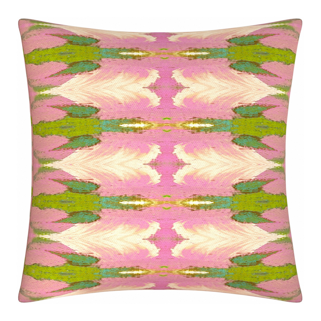 Cabana Pink Linen Throw Pillow 22&quot; square