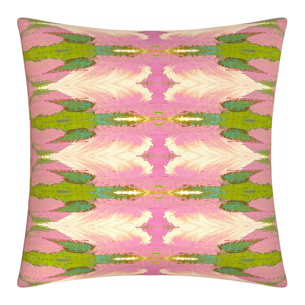 Cabana Pink Linen Throw Pillow 22" square