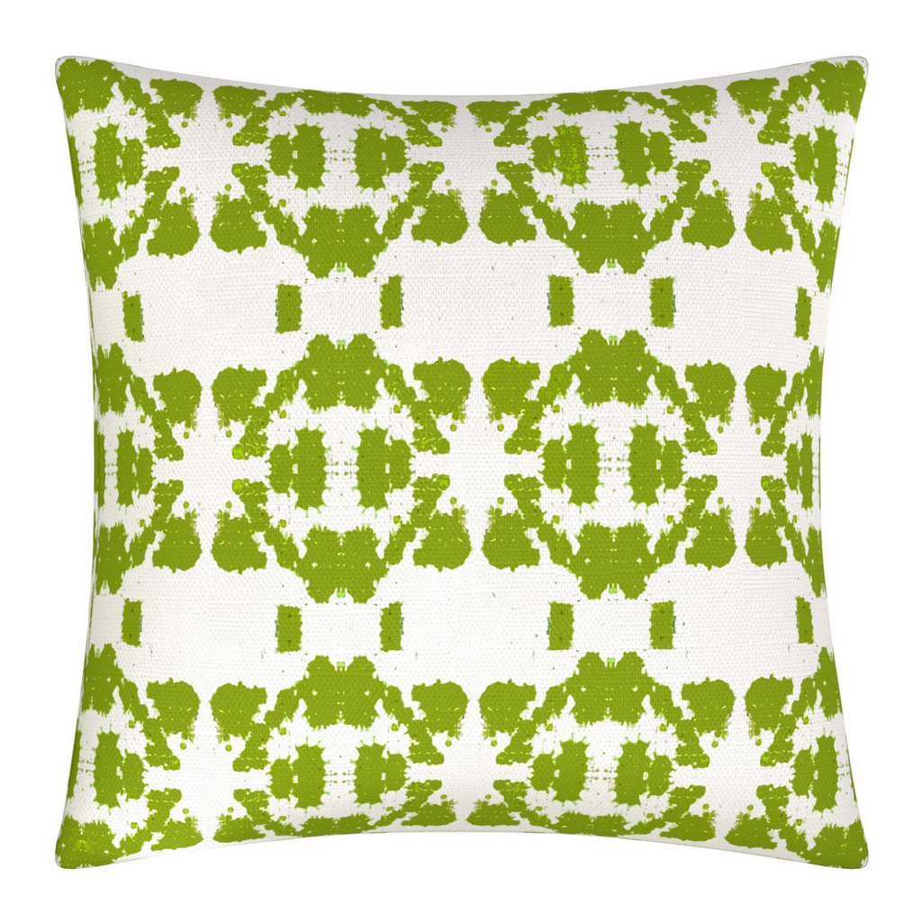 Mosaic Green Linen Throw Pillow 22&quot; square