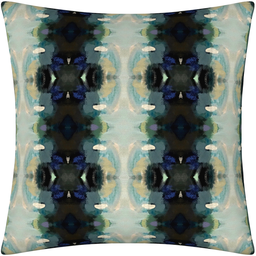Orchid Blossom Navy Linen Throw Pillow 26&quot; square
