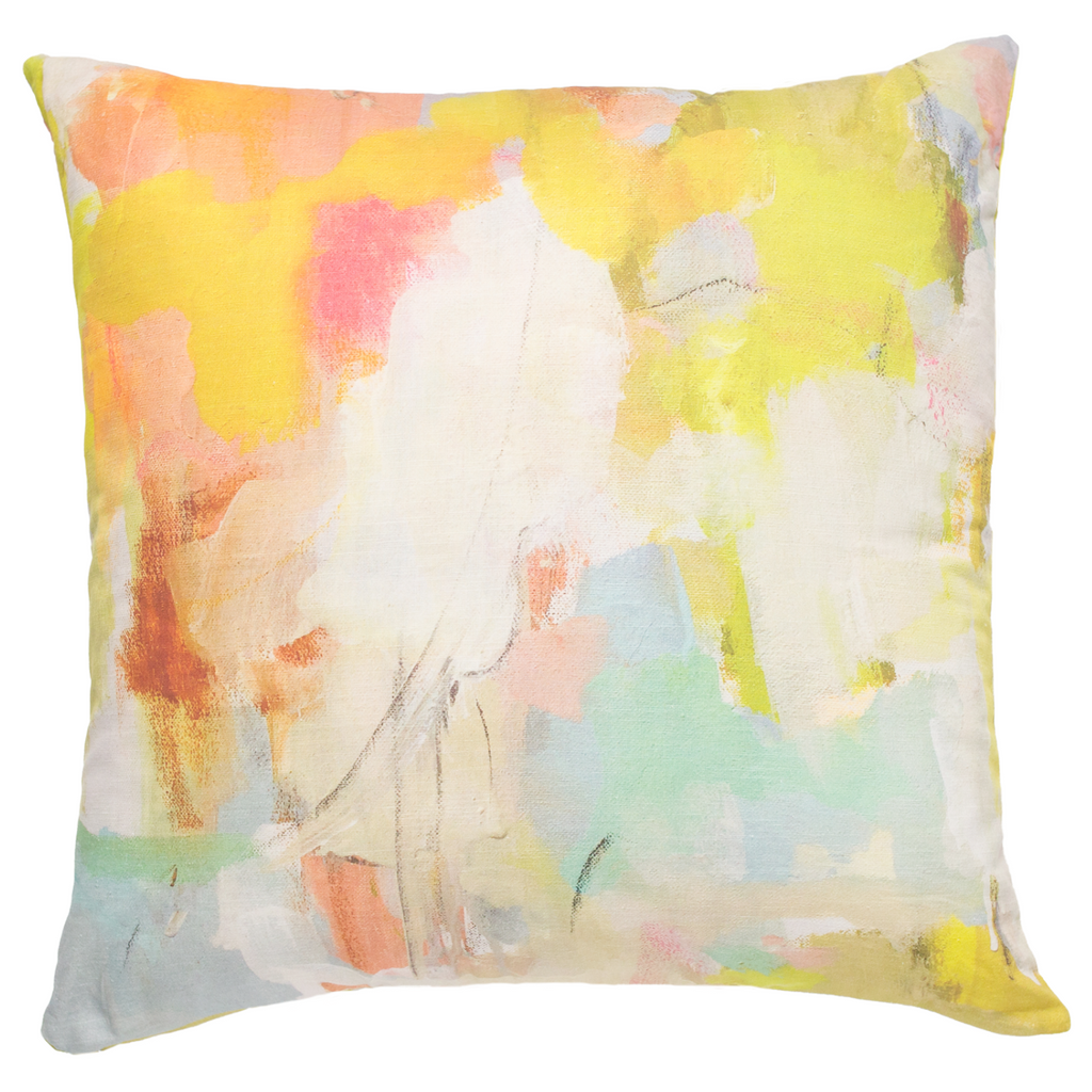 Coral Bay Orange Linen Throw Pillow 26&quot; square