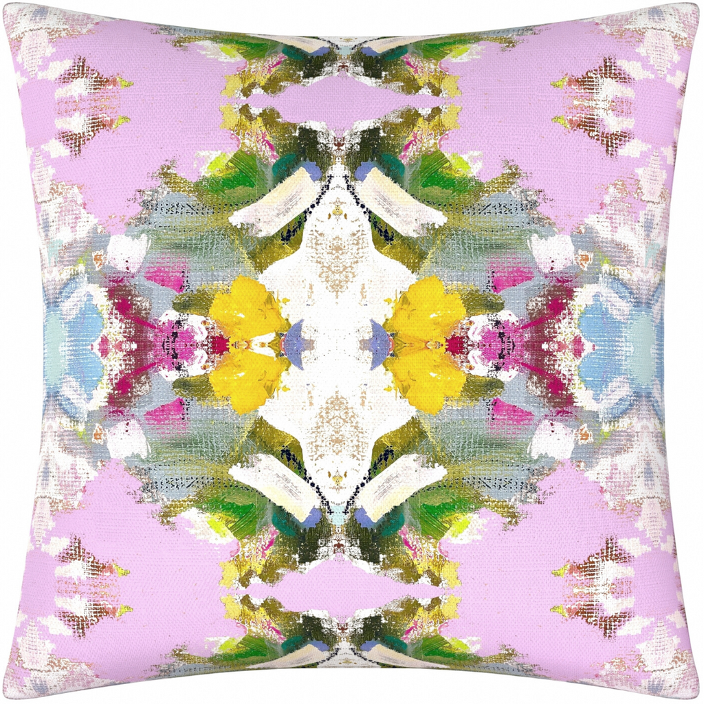 Poppy Pink Linen Throw Pillow 26&quot; square