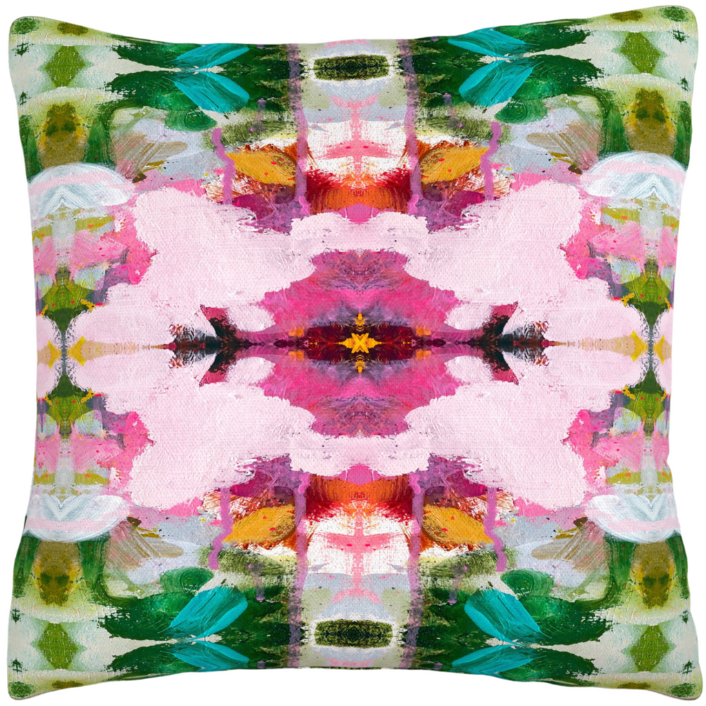 Namaste Pink Linen Throw Pillow 26&quot; square