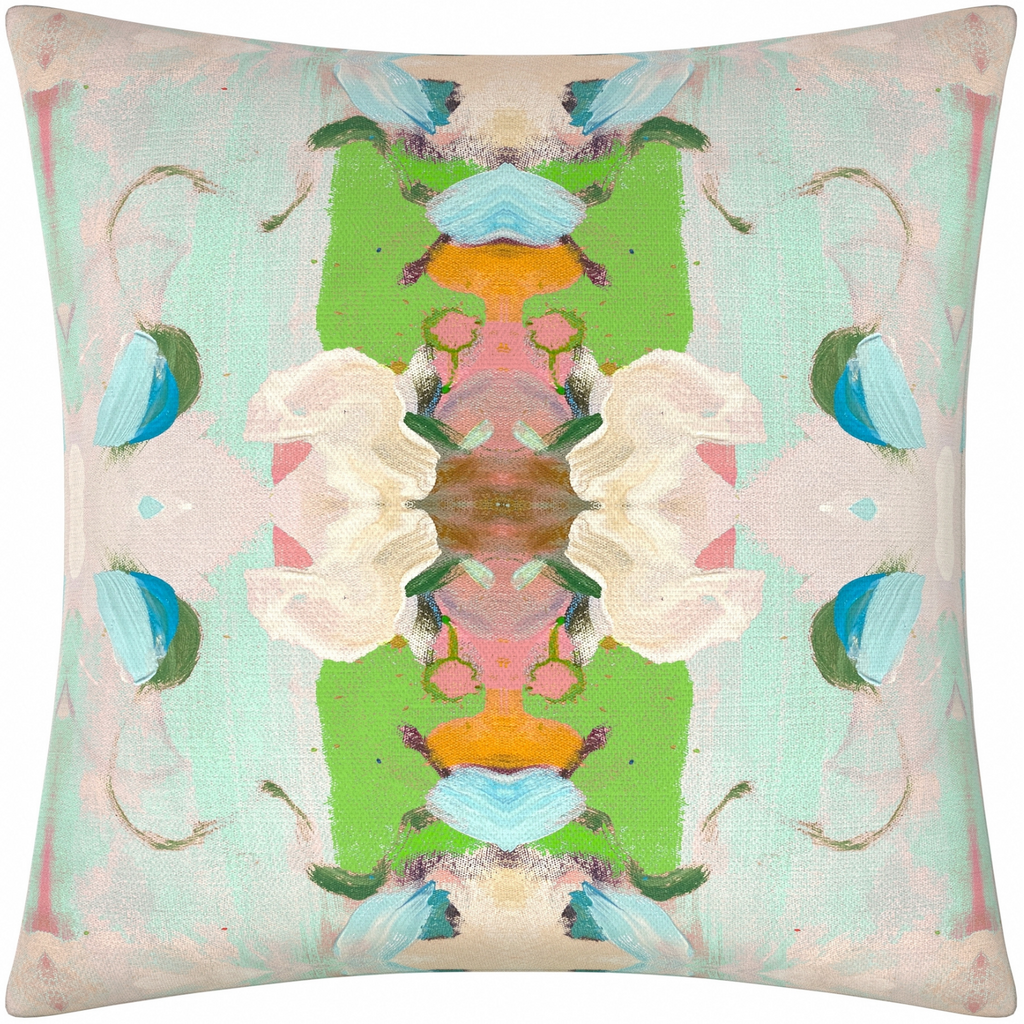 Monet&#39;s Garden Green Linen Throw Pillow 26&quot; square