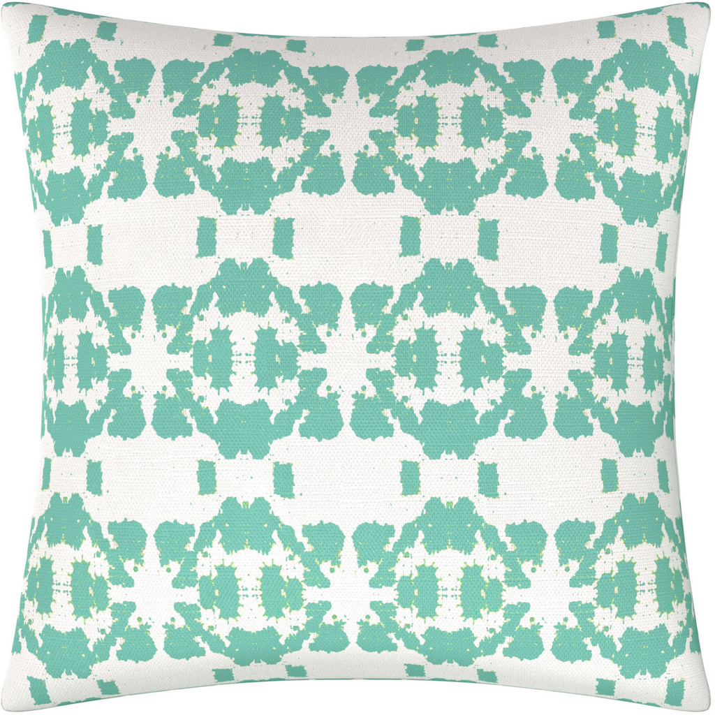 Mosaic Turquoise Linen Throw Pillow 26&quot; square