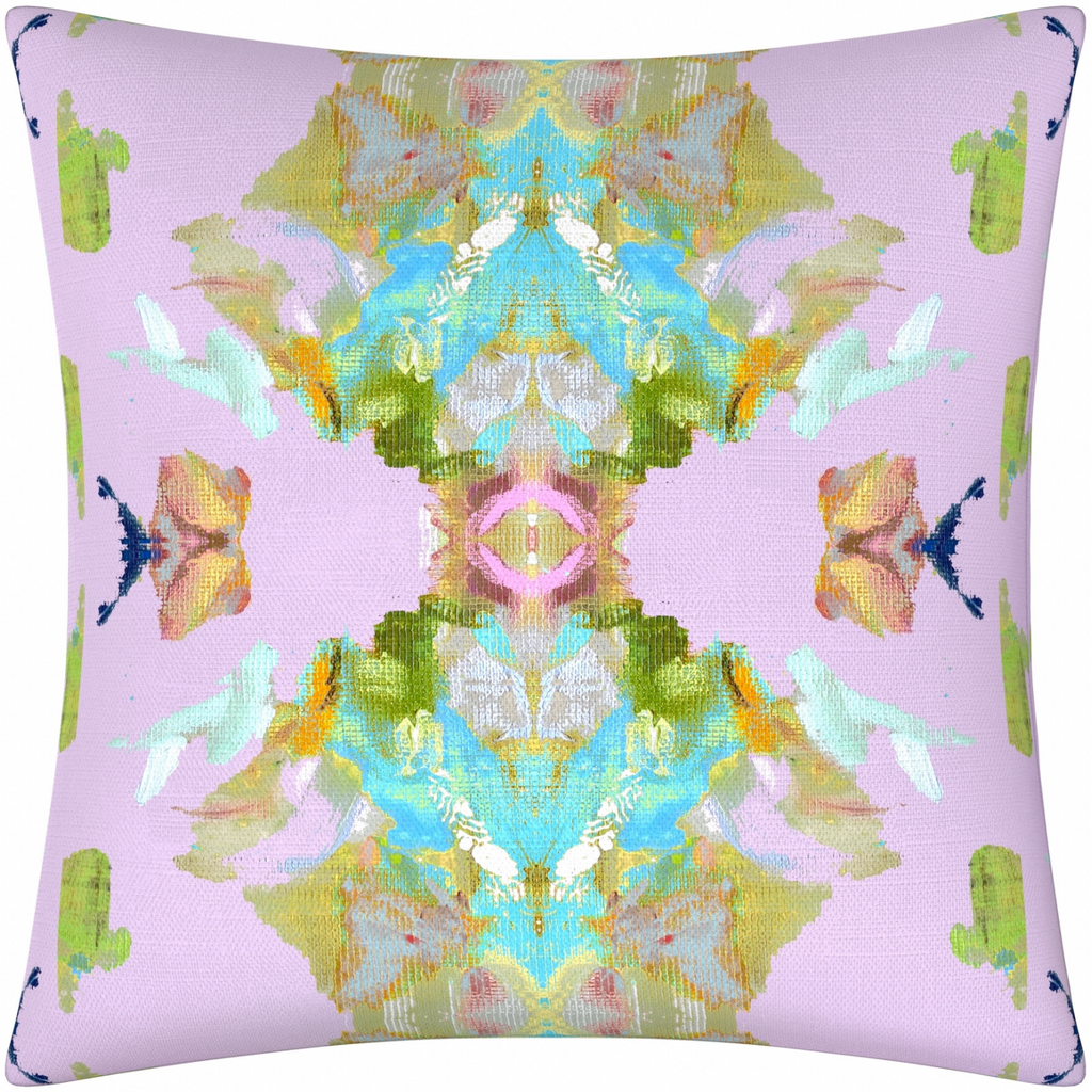 Stained Glass Lavender Linen Throw Pillow 26&quot; square