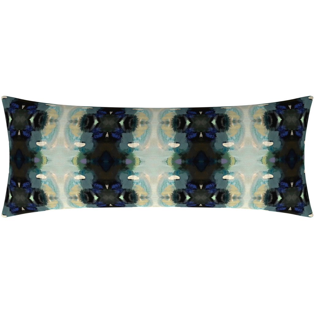 Orchid Blossom Navy Linen Throw Pillow 14&quot; x 36&quot; bolster