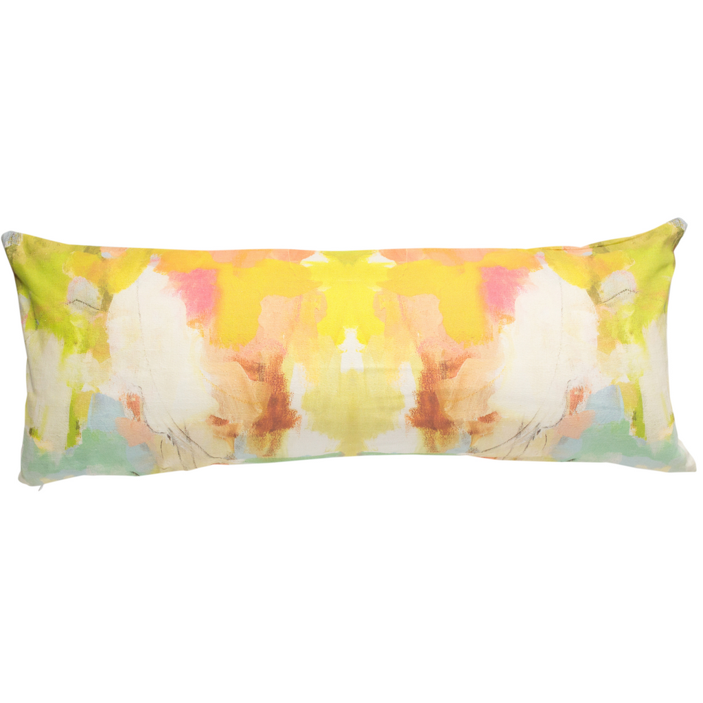 Coral Bay Orange Linen Throw Pillow 14&quot; x 36&quot; bolster