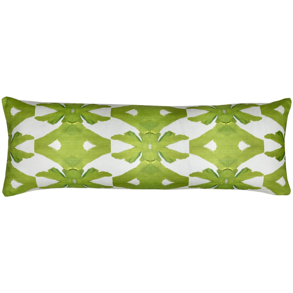 Palm Green Linen Throw Pillow 14&quot; x 36&quot; bolster