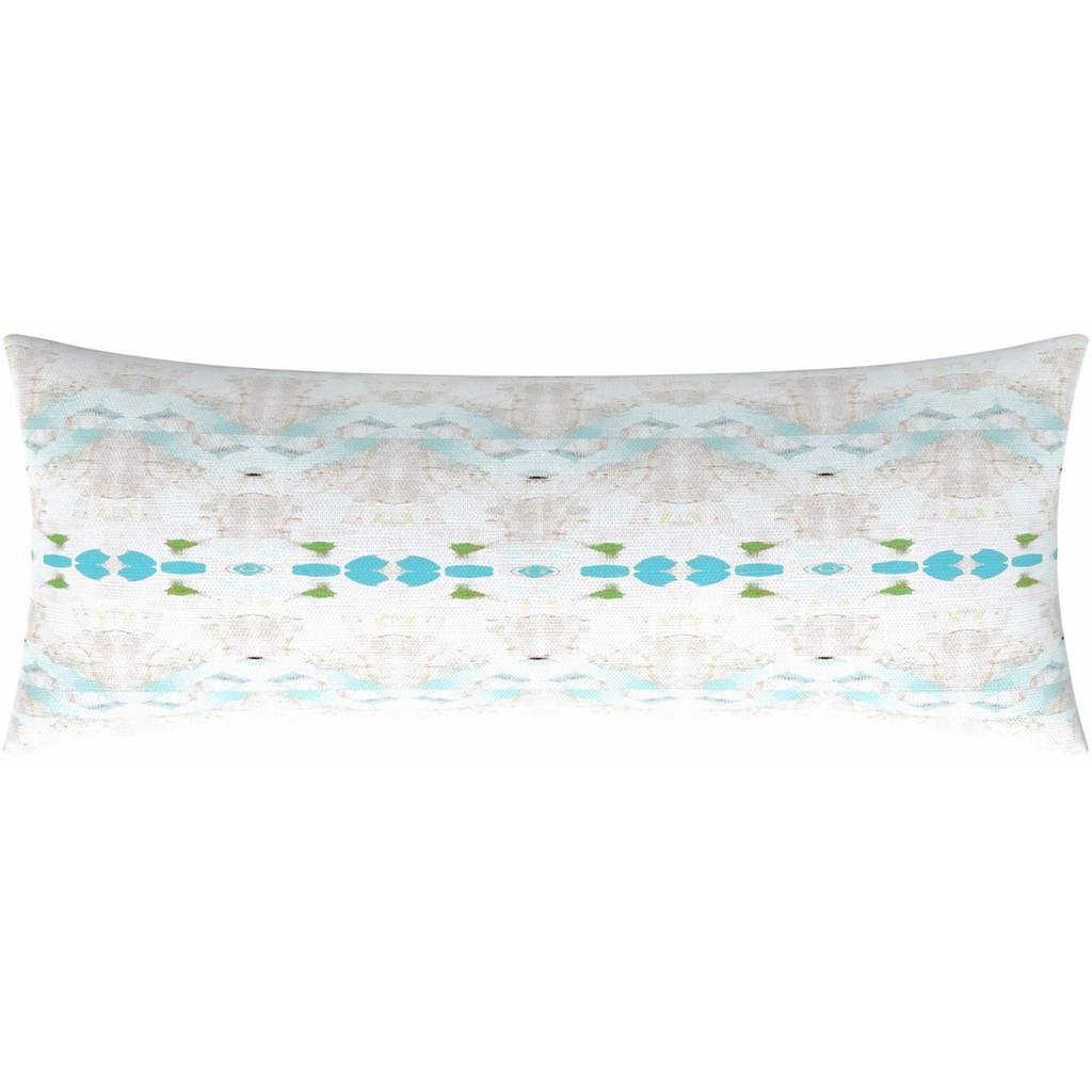 Flower Child Blue Linen Pillow 14&quot; x 36&quot; bolster