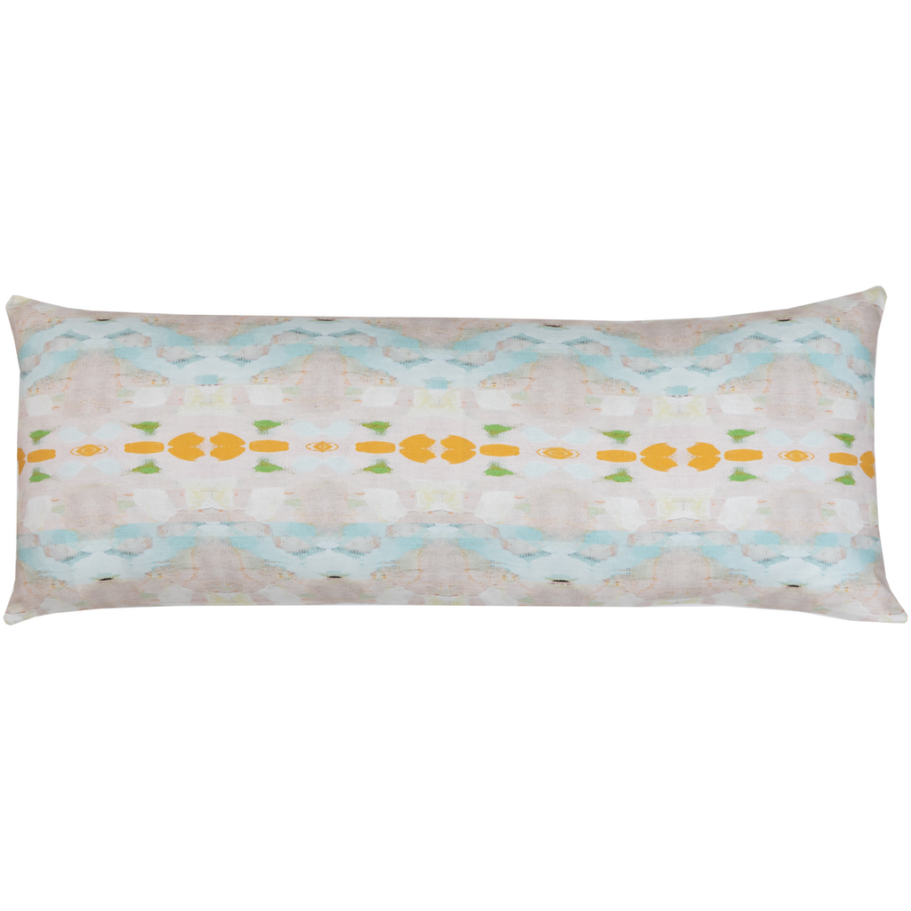 Flower Child Orange Linen Pillow 14&quot; x 36&quot; bolster