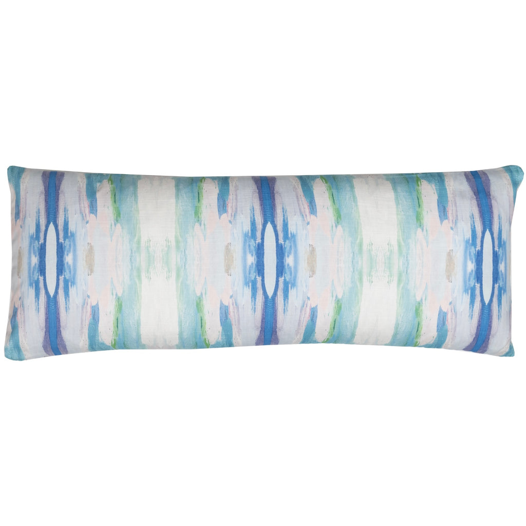 Flower Child Teal Linen Pillow 14&quot; x 36&quot; bolster