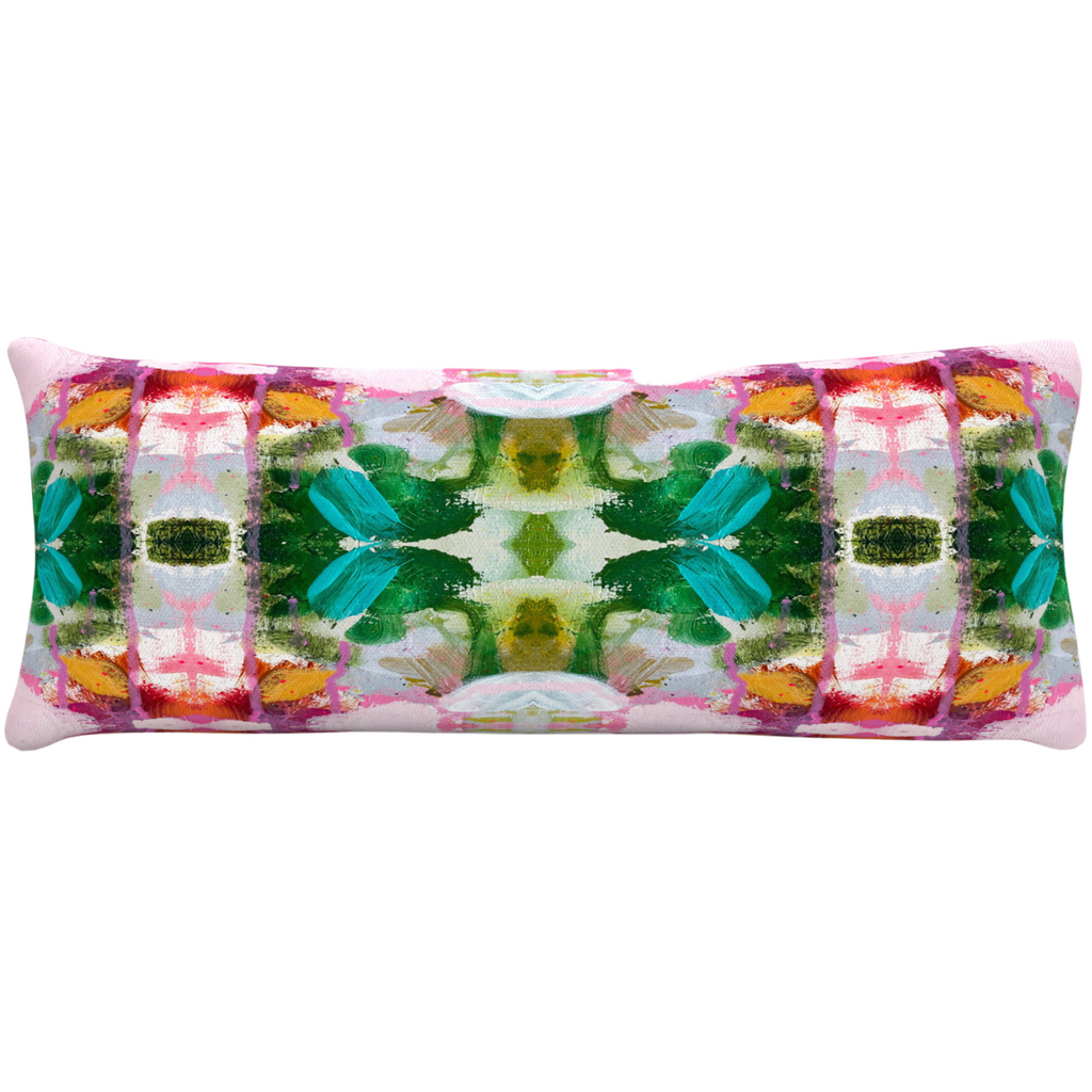 Namaste Pink Linen Throw Pillow 14&quot; x 36&quot; bolster