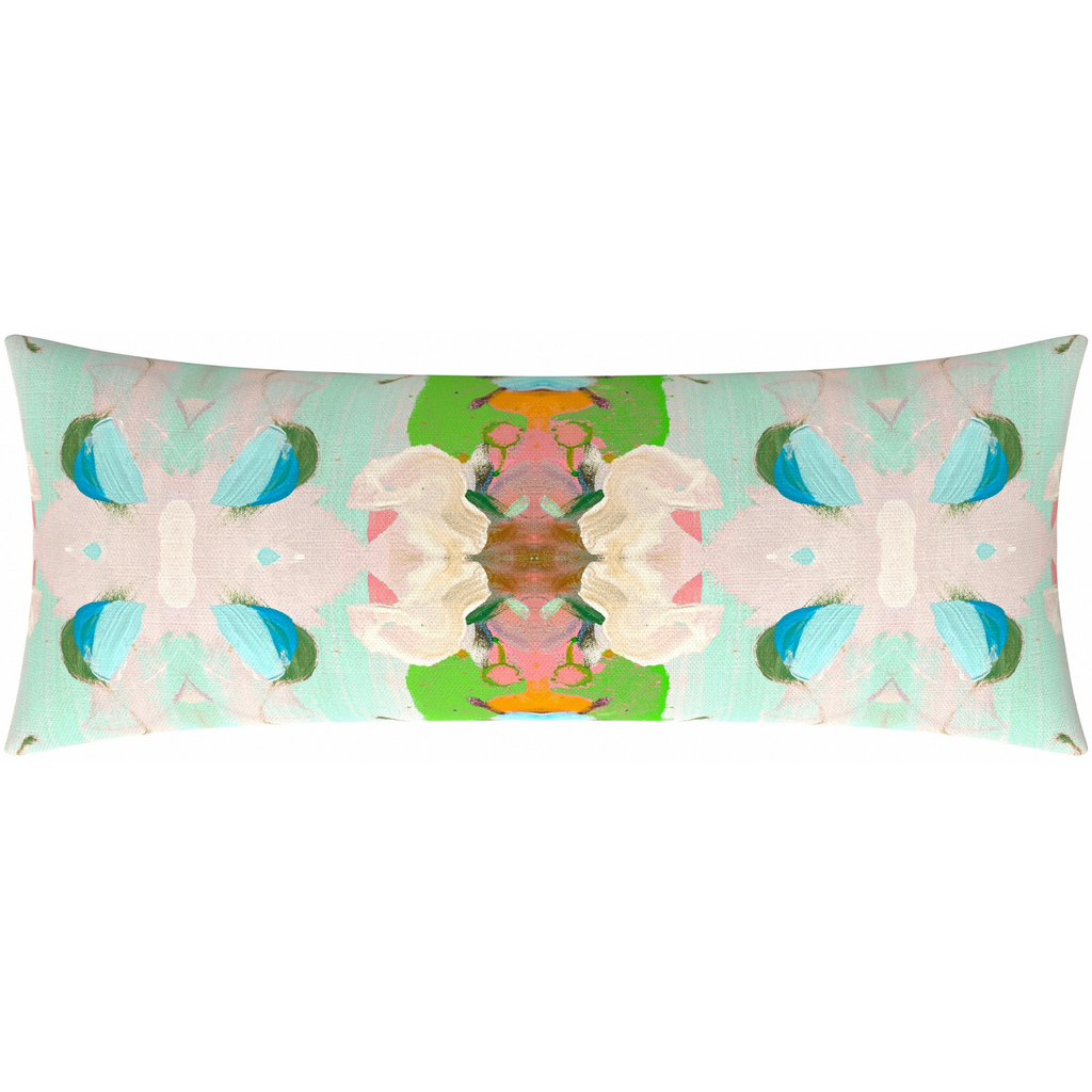 Monet&#39;s Garden Green Linen Throw Pillow 14&quot; x 36&quot; bolster