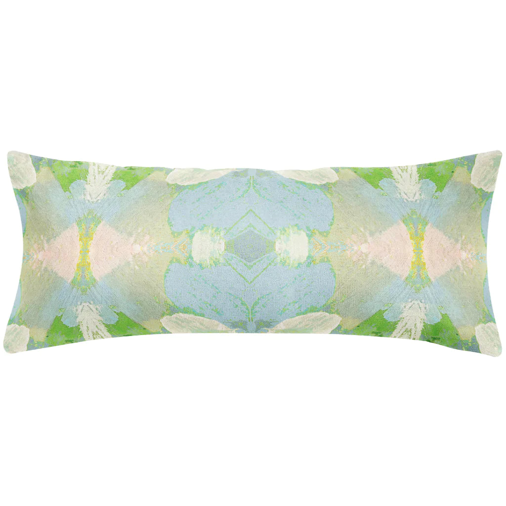 Elephant Falls Throw Pillow in soft blues and greens 14&quot; x 36&quot; bolster size
