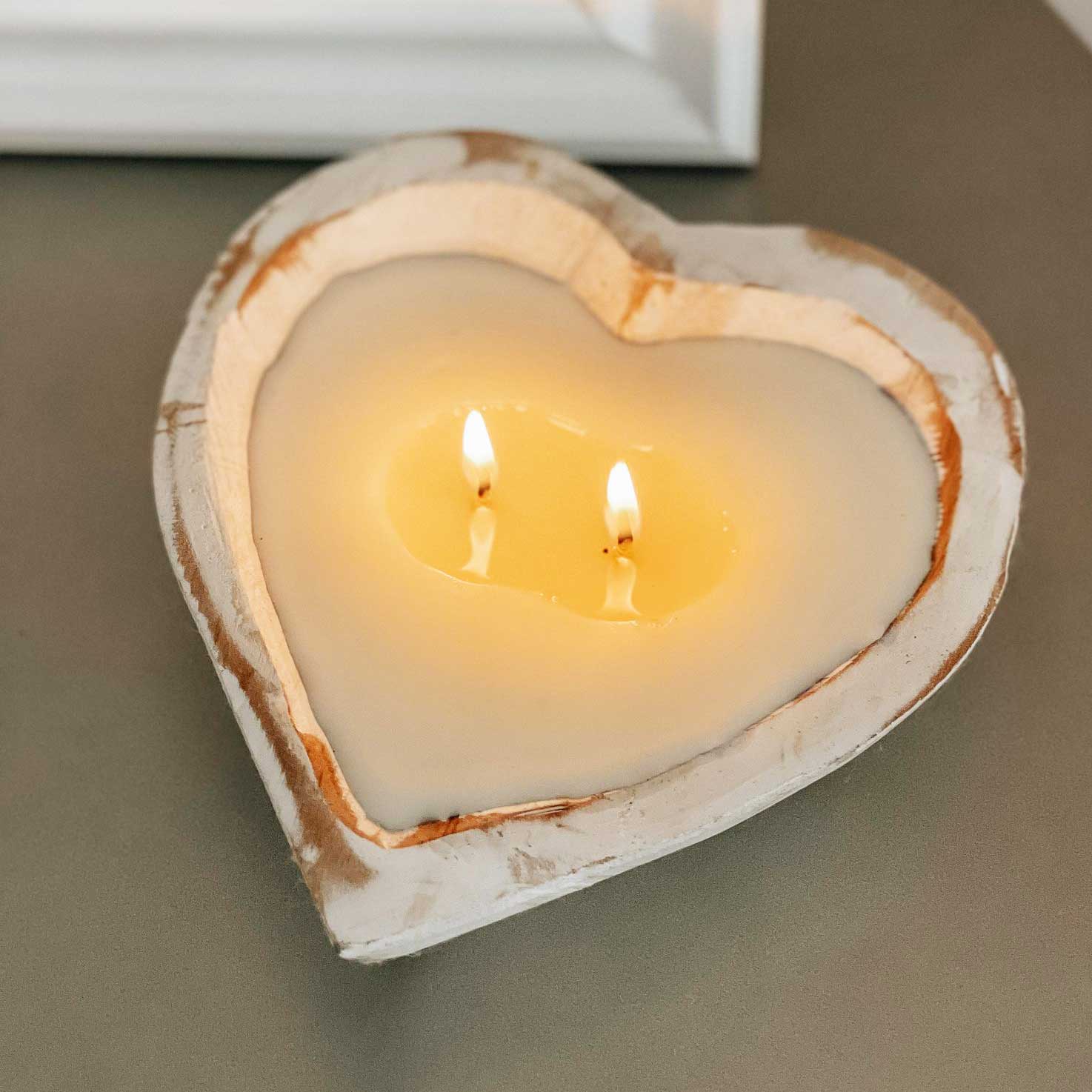 Heart-Shaped Dough Bowl Candle available in a white or brown finish