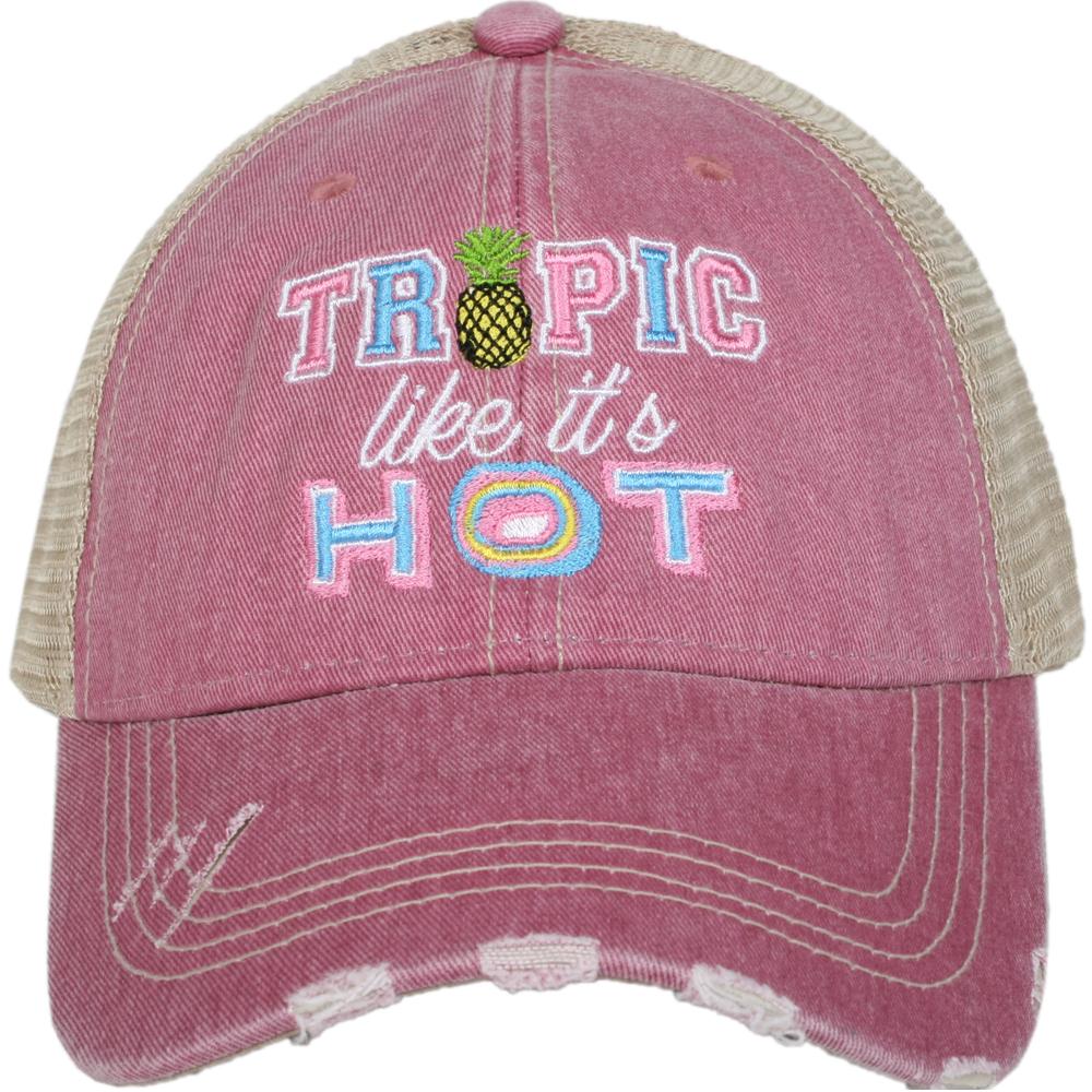 Tropic Like It&#39;s Hot Trucker Hat in Mauve