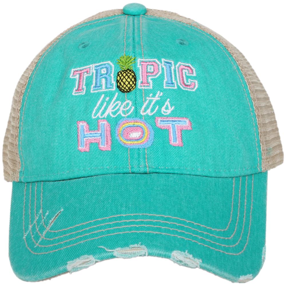 Tropic Like It&#39;s Hot Trucker Hat in Teal