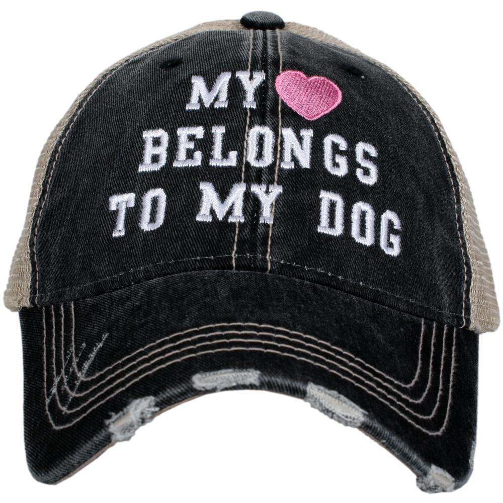 My Heart Belongs To My Dog women&#39;s trucker hat in black from Katydid