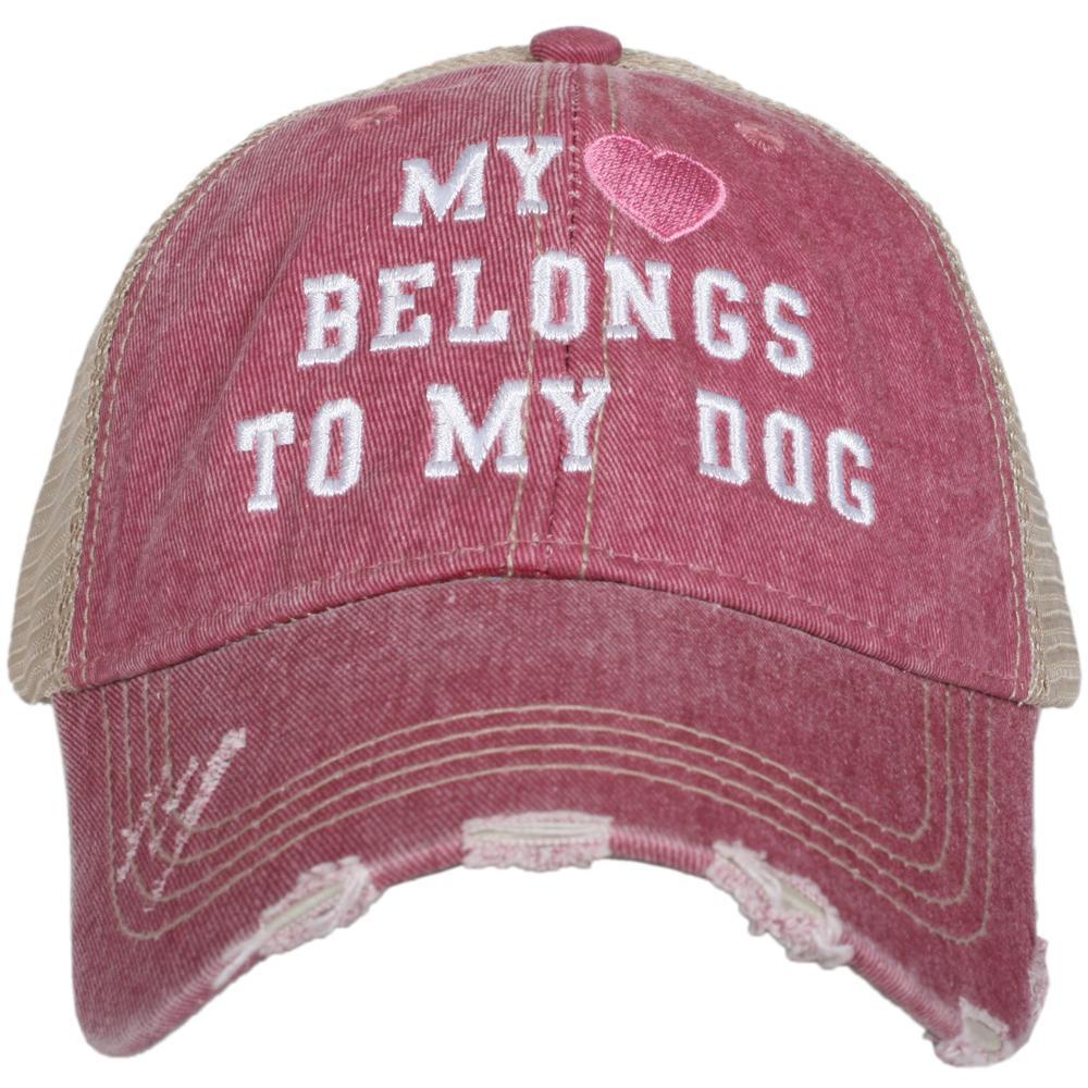 My Heart Belongs To My Dog women&#39;s trucker hat in mauve from Katydid