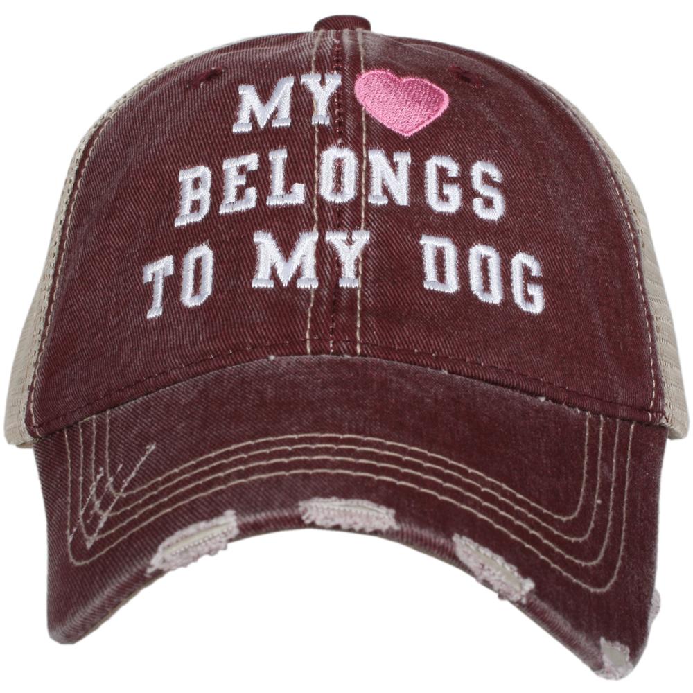 My Heart Belongs To My Dog women&#39;s trucker hat in wine from Katydid