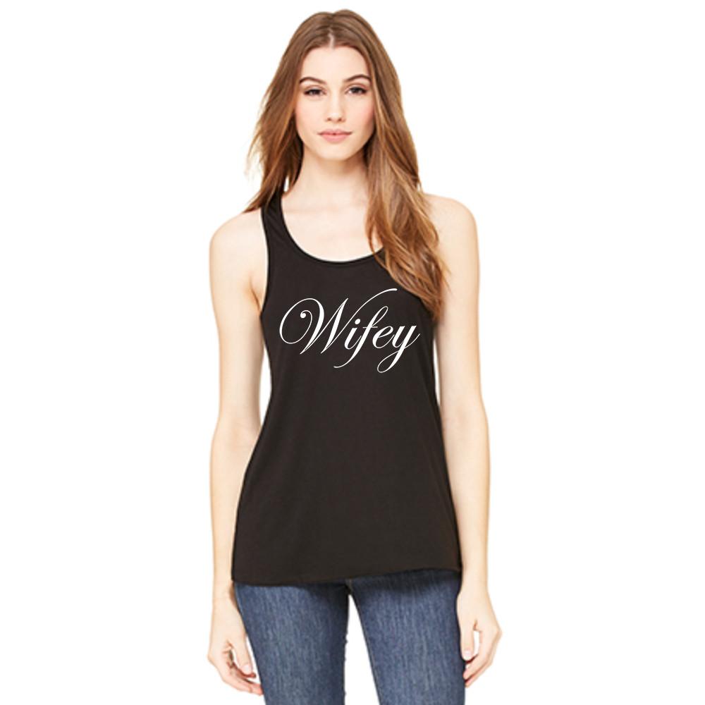 Wifey Tank Top flowy cotton/polyester tank in grey