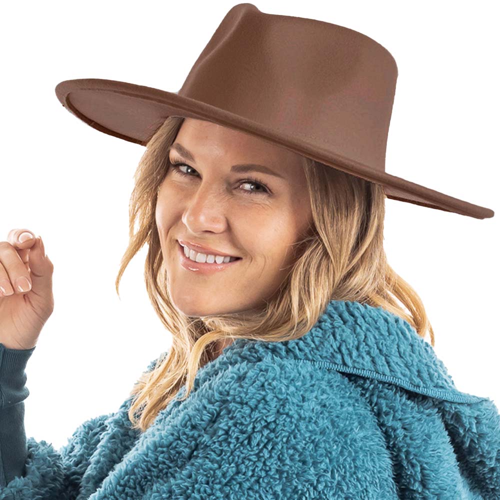 Brown Wide Brim Felt Hat for Women