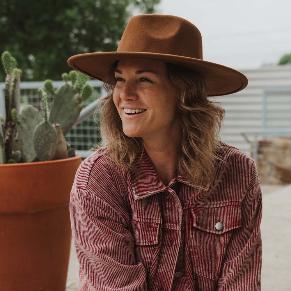 Brown Wide Brim Felt Hat for Women