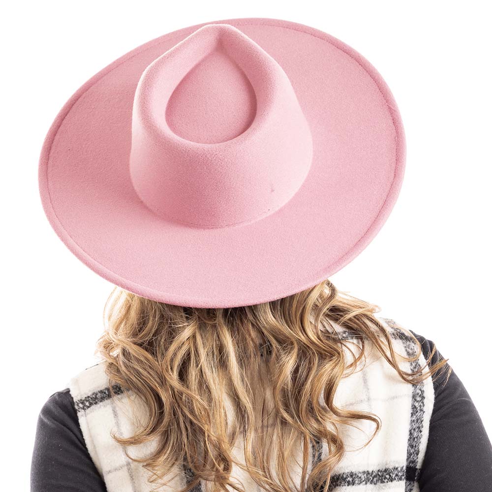 Light Pink Wide Brim Felt Hat for Women - Frisco Mercantile