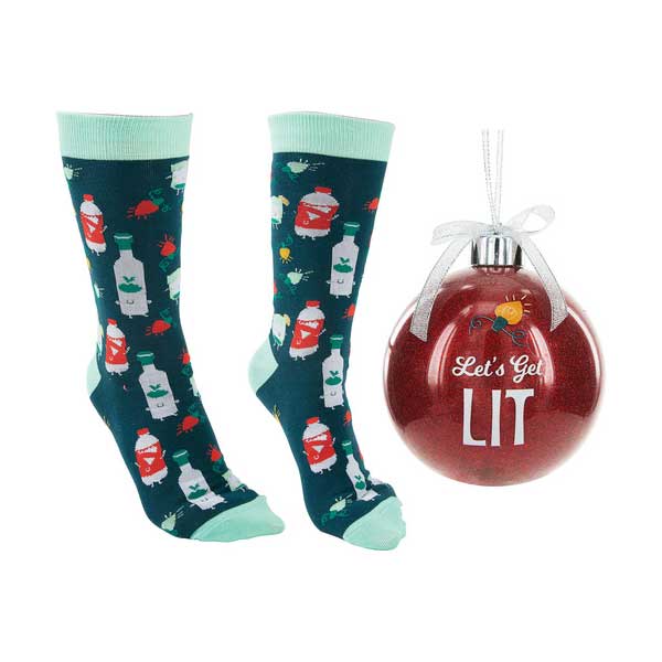 Let&#39;s Get Lit Holiday Socks and Ornament product image