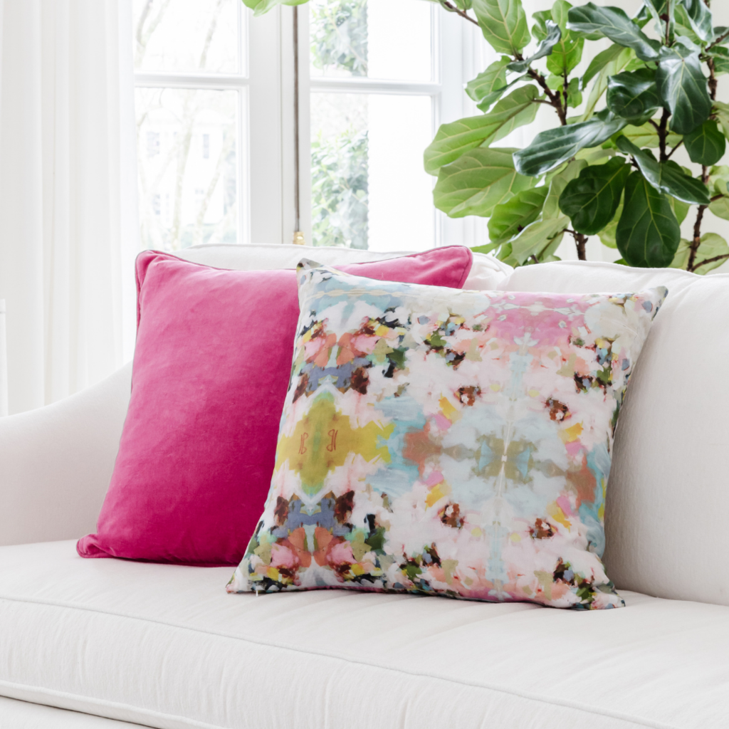 Little Chapel 22&quot; square throw pillow from Laura Park Designs with complementary pillow