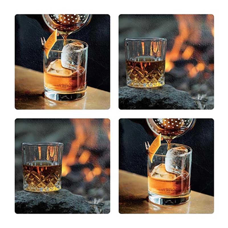 Low Ball Whiskey & Fire Coaster Set